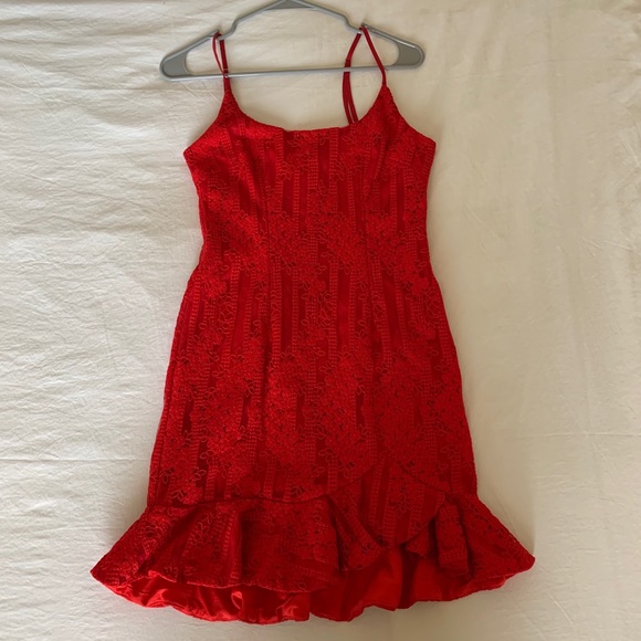 Red Tight Ruffle Dress - Picture 2 of 3